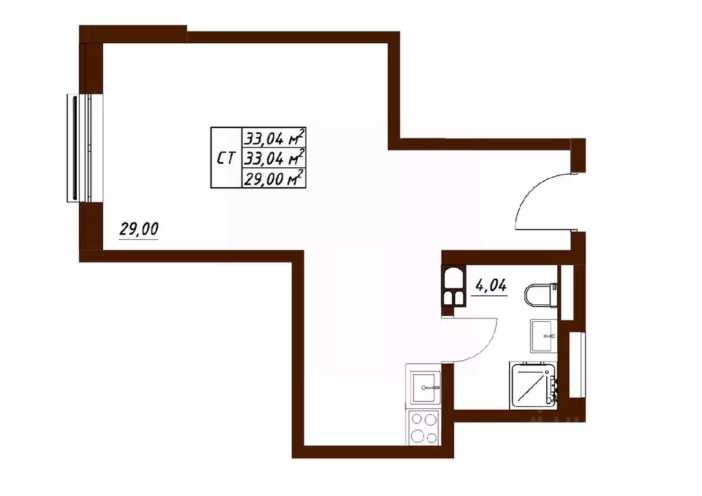 Студия Калужская область, Обнинск Белкинская ул., 36 (33.04 м) - Фото 0