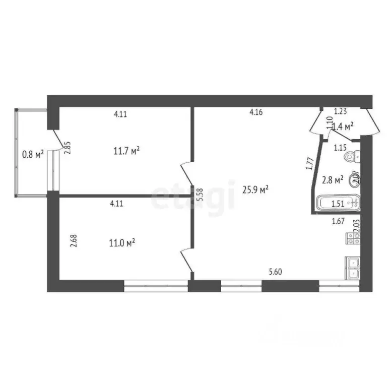 3-к кв. Крым, Саки ул. Советская (53.6 м) - Фото 2