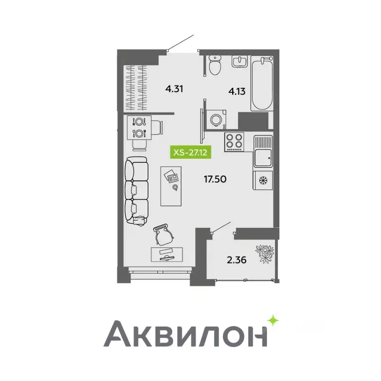 Студия Архангельская область, Архангельск  (27.12 м) - Фото 0