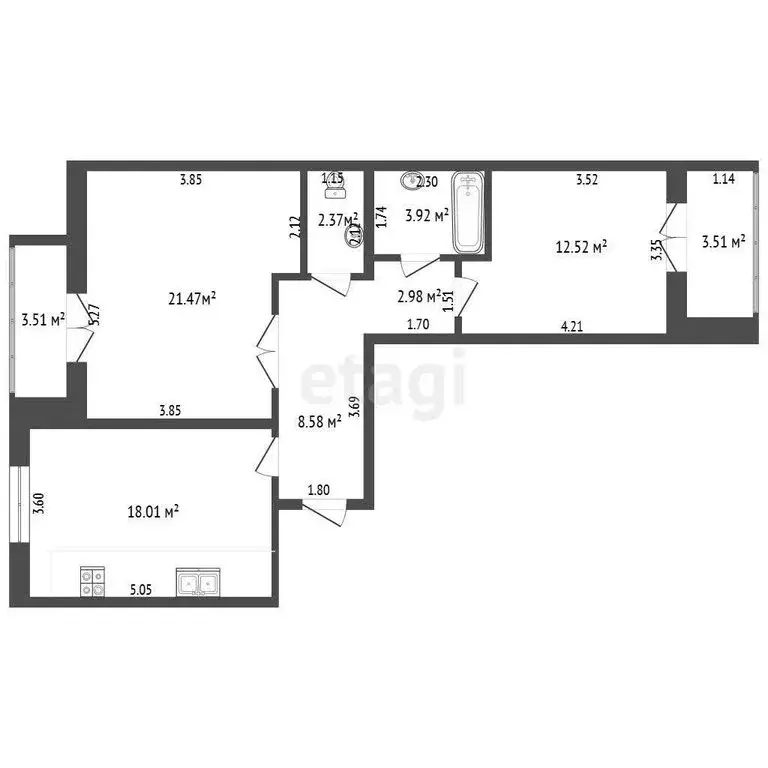 2-комнатная квартира: Ярославль, проспект Авиаторов, 11 (70.3 м) - Фото 1
