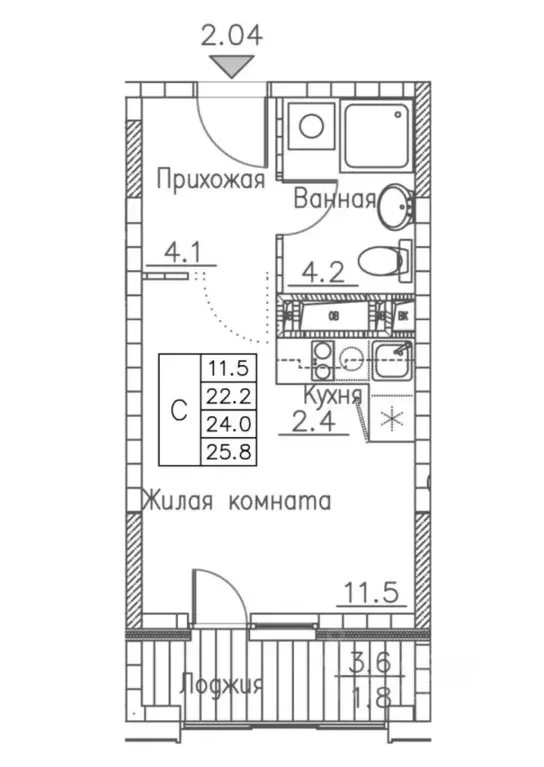 Студия Приморский край, Владивосток ул. Расула Гамзатова, 7к1 (25.8 м) - Фото 0