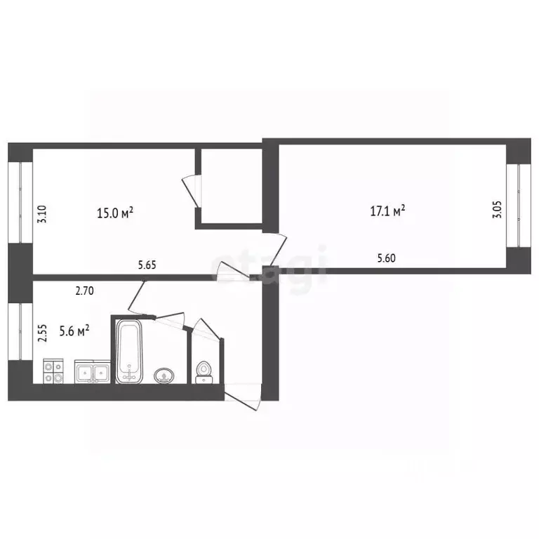 2-к кв. Томская область, Томск ул. Говорова, 36 (47.9 м) - Фото 2