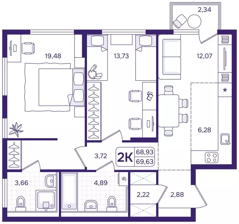 2-к кв. Приморский край, Владивосток ул. Борисенко (69.63 м) - Фото 1