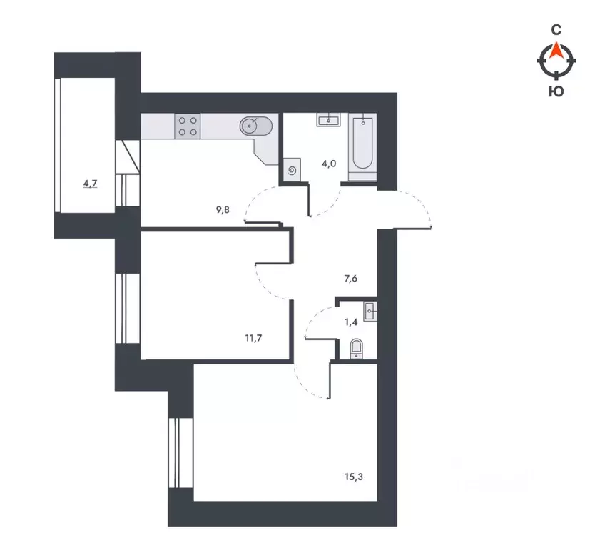 2-к кв. Кировская область, Киров ул. Капитана Дорофеева, 24 (54.5 м) - Фото 1