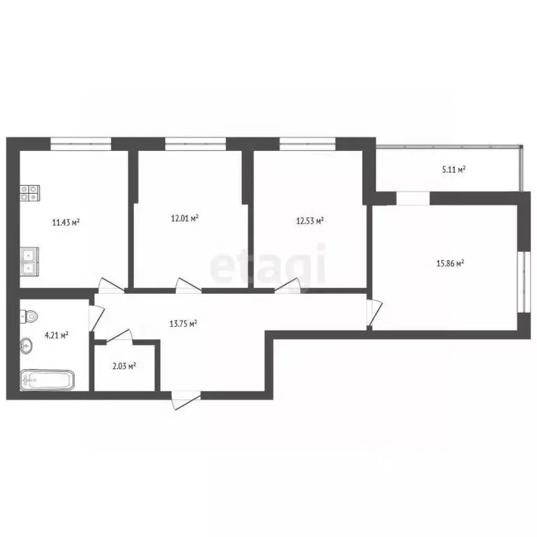 3-к кв. Ростовская область, Батайск ул. Дружная, 8 (76.93 м) - Фото 2