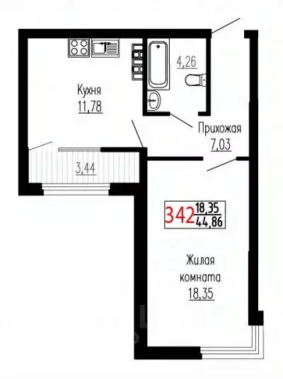 1-к кв. Свердловская область, Екатеринбург ул. Лыжников, 3 (44.6 м) - Фото 0