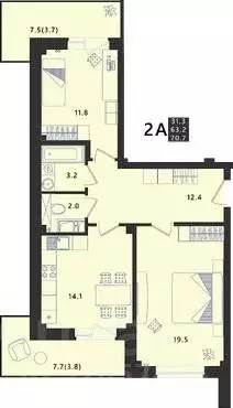 2-к кв. Псковская область, Псковский район, Завеличенская волость, д. ... - Фото 1