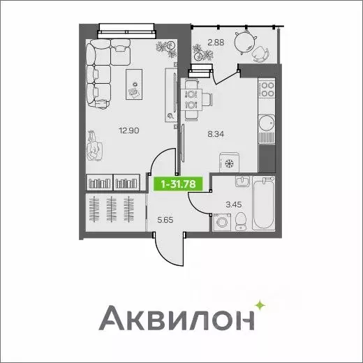 1-к кв. Архангельская область, Архангельск ул. Валявкина, 28 (31.78 м) - Фото 0