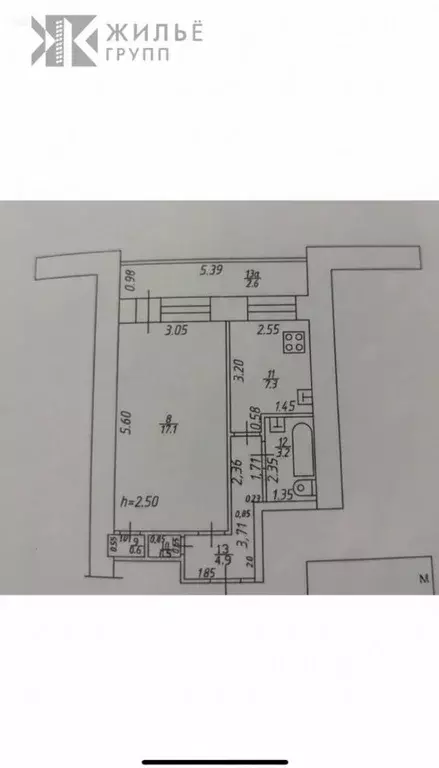 1-к кв. Татарстан, Казань ул. Татарстан, 47 (35.0 м) - Фото 2