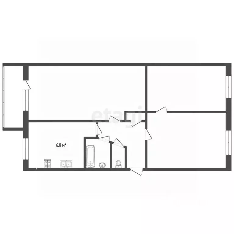 3-к кв. Севастополь ул. Вакуленчука, 17 (61.2 м) - Фото 2