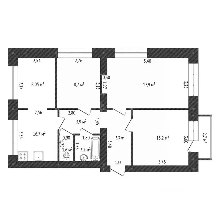 3-к кв. Башкортостан, Уфа ул. Заки Валиди, 43А (70.5 м) - Фото 2
