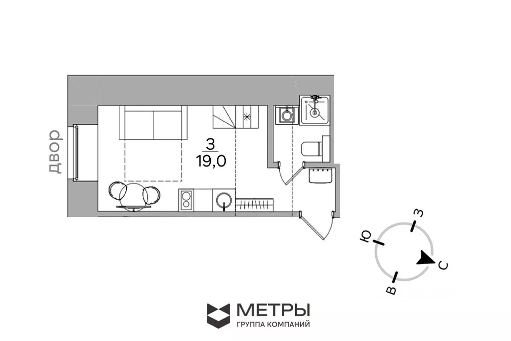 Студия Москва Дегтярный пер., 10С3 (19.0 м) - Фото 0