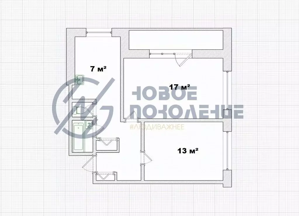 2-к кв. Омская область, Омск наб. Тухачевского, 20 (47.7 м) - Фото 1