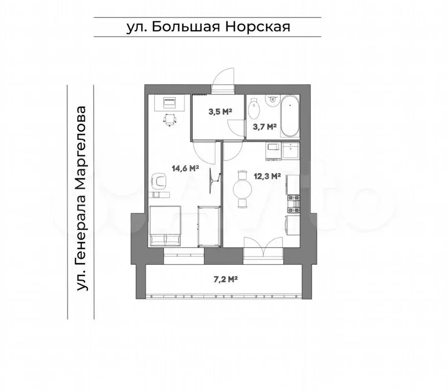 1-к. квартира, 37,7 м, 2/5 эт. - Фото 0