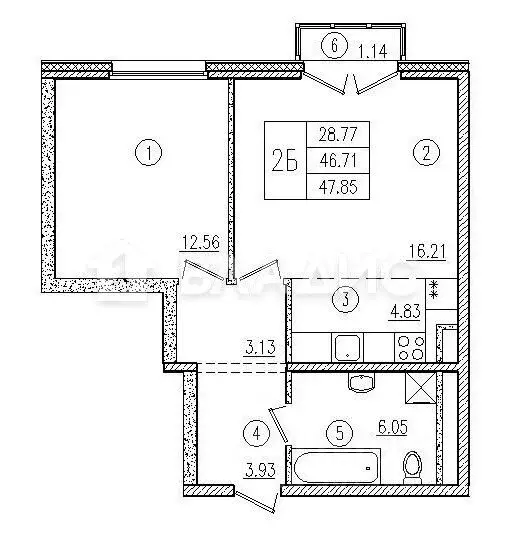 2-к кв. Карелия, Петрозаводск ул. Анохина, 5к1 (47.86 м) - Фото 1