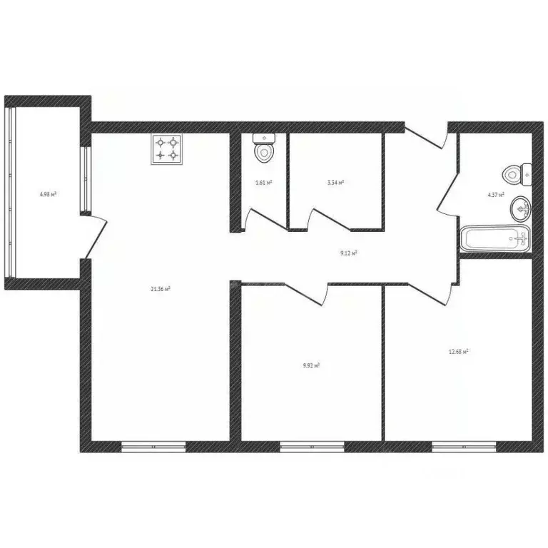 2-к кв. Брянская область, Брянск Западный проезд, 1 (62.2 м) - Фото 2