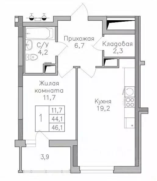 1-к кв. Воронежская область, Воронеж Поколение жилой комплекс (46.0 м) - Фото 0