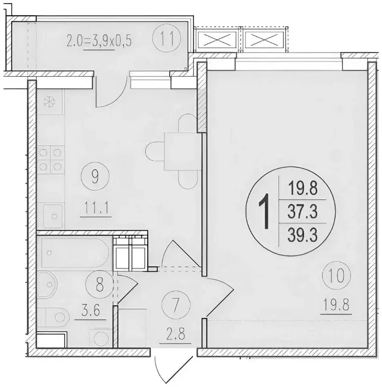 1-к кв. Краснодарский край, Краснодар ул. 2-я Российская, 162 (40.7 м) - Фото 1