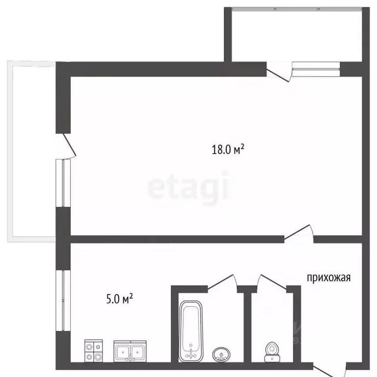 1-к кв. Архангельская область, Архангельск ул. Полины Осипенко, 3 ... - Фото 2