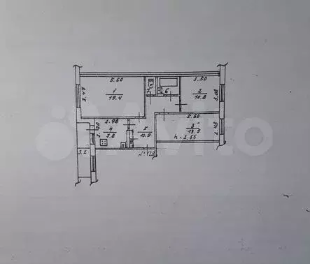 3-к. квартира, 71 м, 5/5 эт. - Фото 0