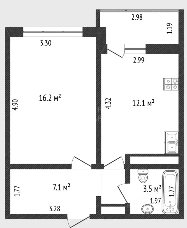 1-к кв. Тюменская область, Тюмень ул. Василия Подшибякина, 19 (38.9 м) - Фото 1