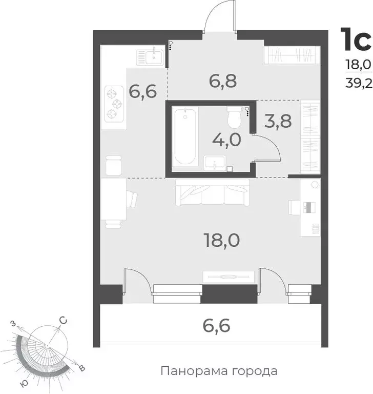 Квартира-студия: Новосибирск, улица Аэропорт, 62 (39.2 м) - Фото 0