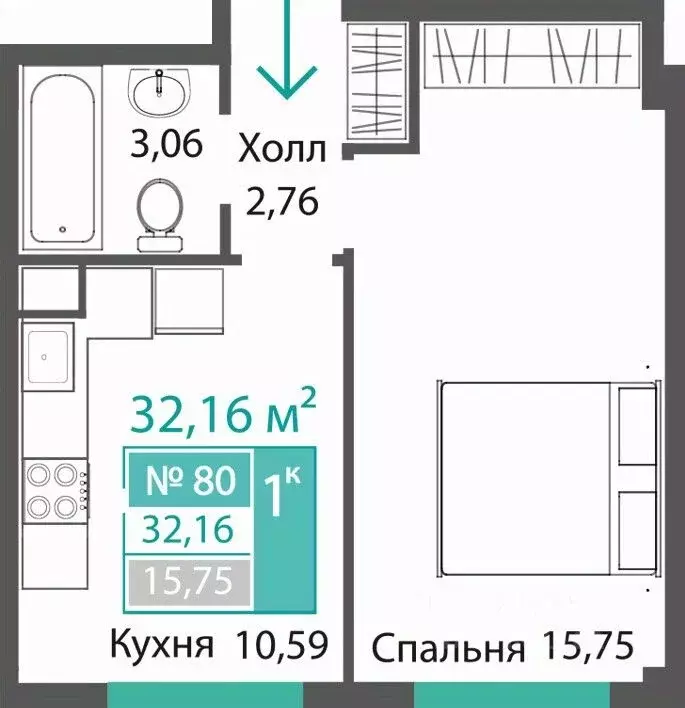 1-к кв. Крым, Симферопольский район, с. Мирное ПроПолис жилой комплекс ... - Фото 1