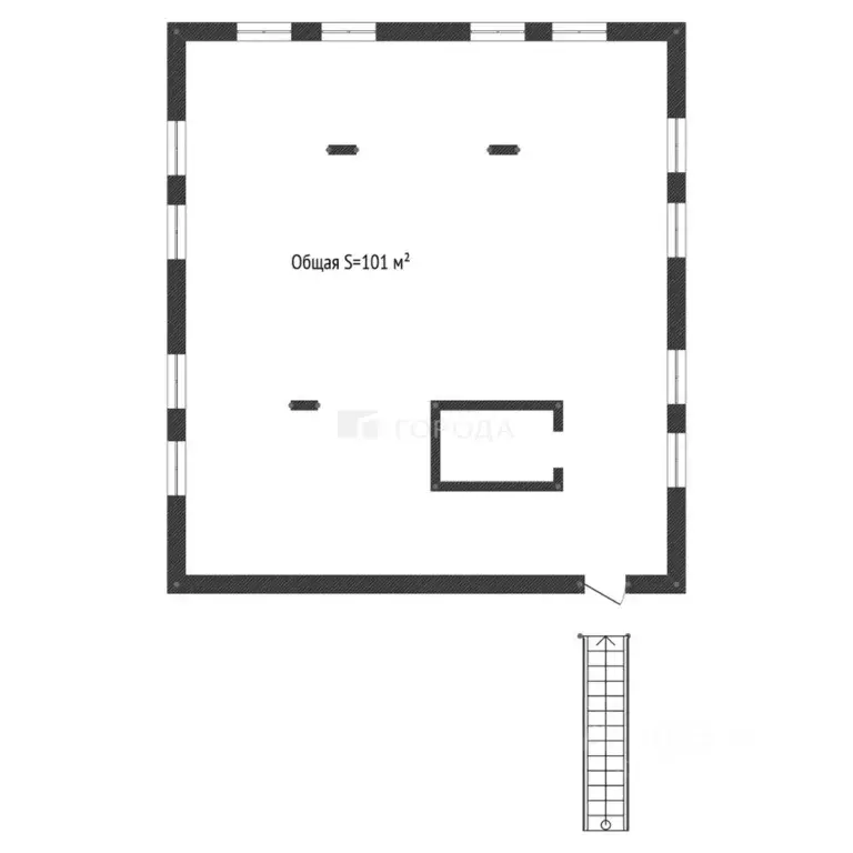 Студия Алтайский край, Барнаул ул. 6-я Нагорная, 15Г/9 (101.0 м) - Фото 2