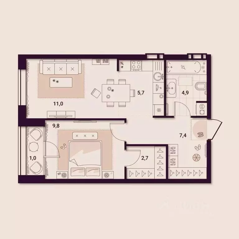 1-к кв. Приморский край, Артем ул. Куйбышева, 11А (42.52 м) - Фото 1