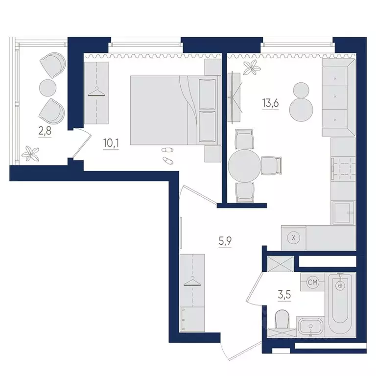 1-к кв. Башкортостан, Уфа бул. Яркий (34.5 м) - Фото 0