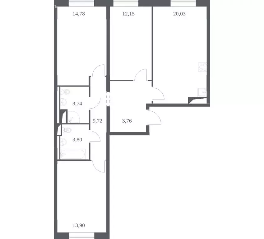 3-комнатная квартира: деревня Лаголово, жилой комплекс Квартал ... - Фото 1
