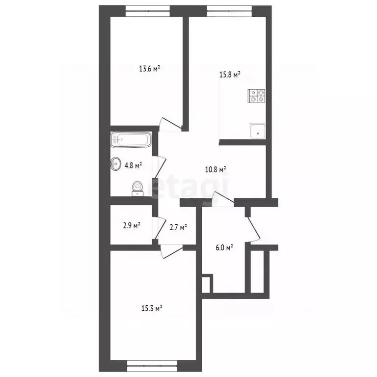 2-к кв. Тюменская область, Тюмень ул. Республики, 204к12 (66.0 м) - Фото 2