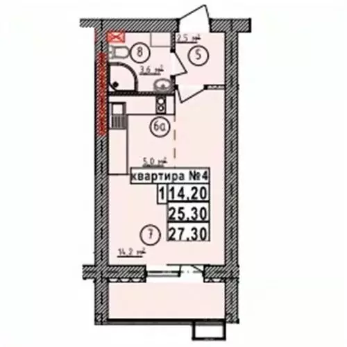 Студия Липецкая область, Усмань Северо-Восточный мкр,  (27.3 м) - Фото 1