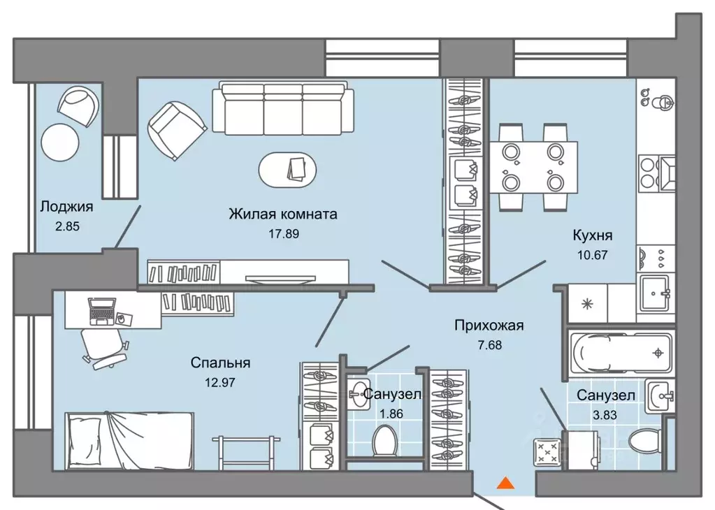 2-к кв. Кировская область, Киров ул. 4-й Пятилетки, 86 (56.0 м) - Фото 0