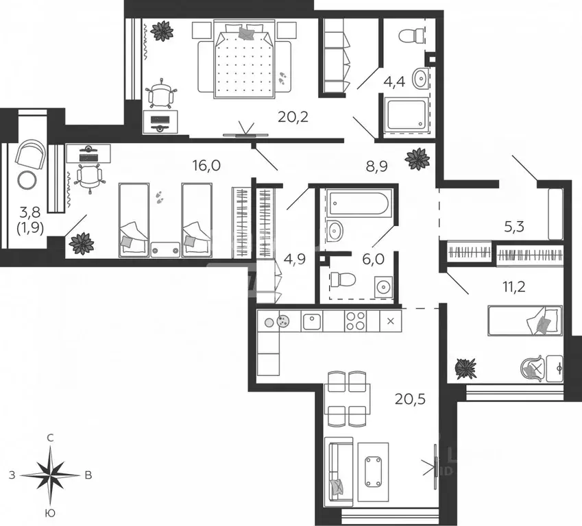 4-к кв. Москва наб. Марка Шагала, 11к2 (100.0 м) - Фото 1