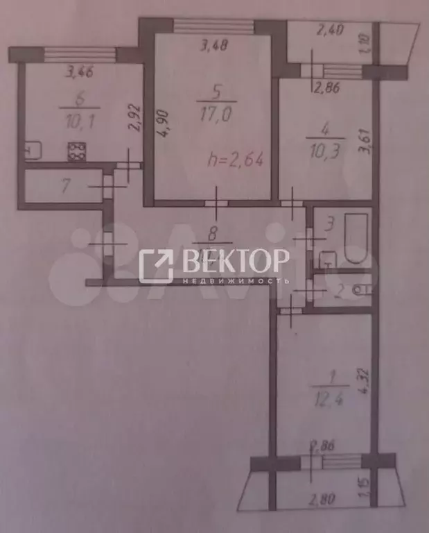 3-к. квартира, 67,5 м, 4/9 эт. - Фото 0