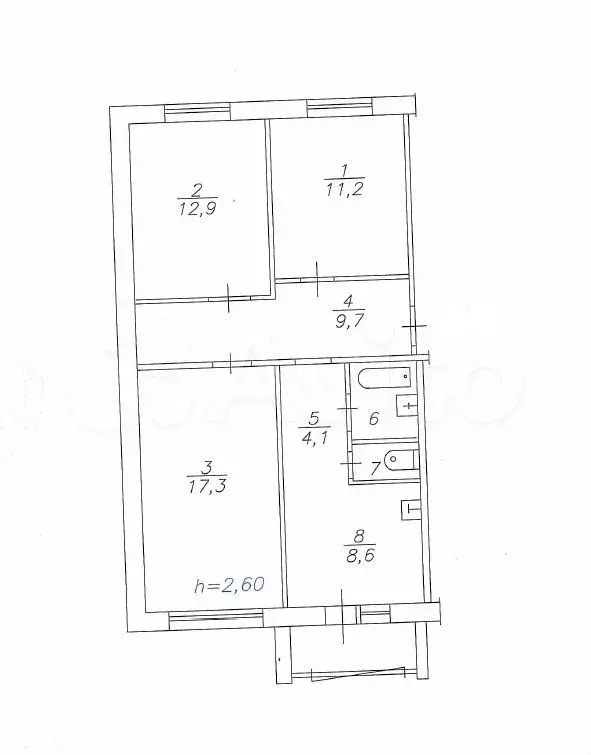 3-к. квартира, 67,9 м, 3/5 эт. - Фото 0