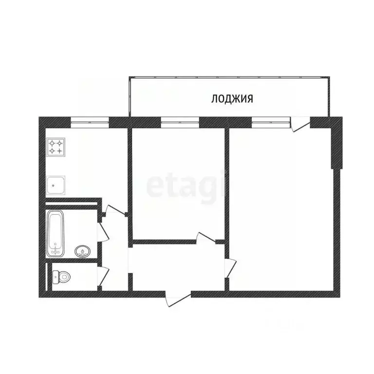 2-к кв. Белгородская область, Белгород ул. Губкина, 25 (44.6 м) - Фото 2