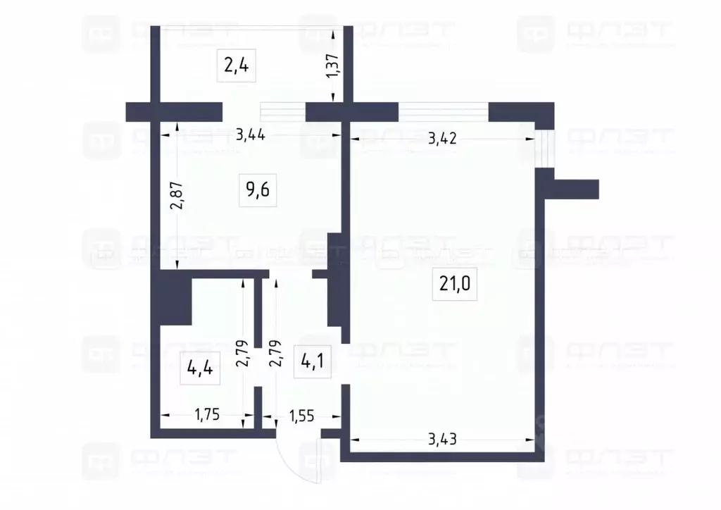 1-к кв. Татарстан, Казань ул. Натана Рахлина, 13 (39.1 м) - Фото 1