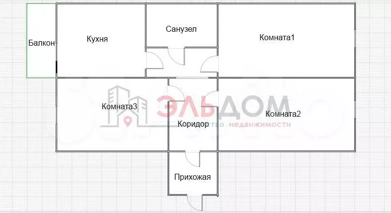 3-к. квартира, 65,1 м, 3/3 эт. - Фото 0