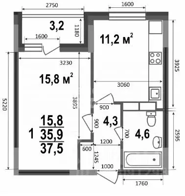 1-к кв. Владимирская область, Владимир ул. Смоленская, 3А (37.5 м) - Фото 1