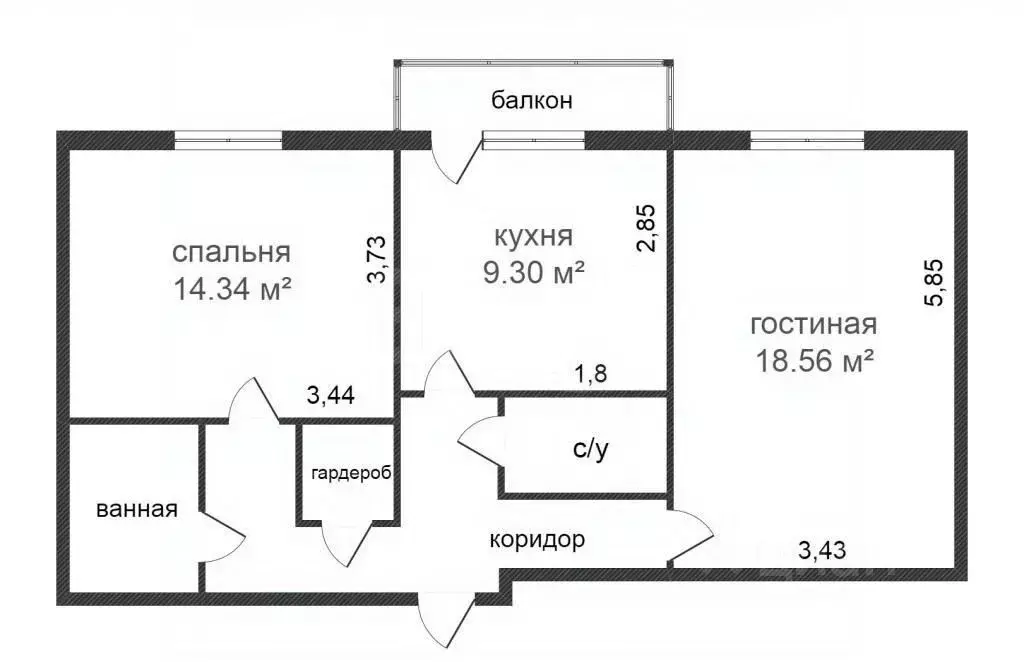 2-к кв. Костромская область, Кострома Магистральная ул., 37 (58.4 м) - Фото 1
