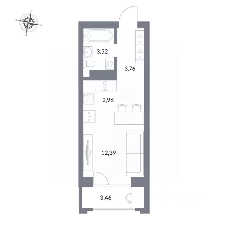 Студия Новосибирская область, Новосибирск ул. Державина, 50 (26.2 м) - Фото 0