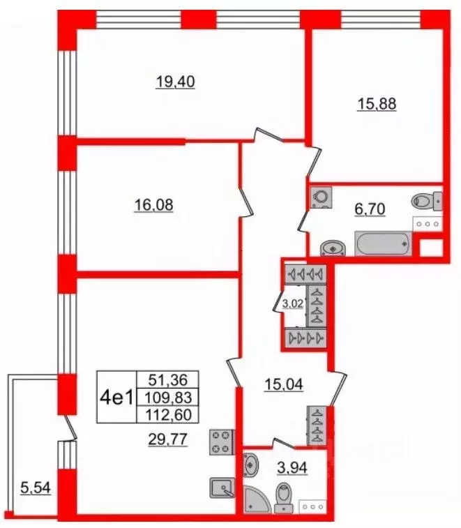 3-к кв. Санкт-Петербург ул. Александра Матросова, 1 (122.6 м) - Фото 1