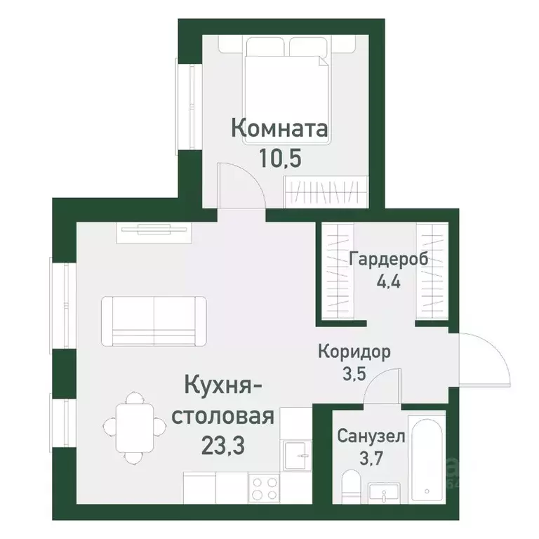 1-к кв. Челябинская область, Челябинский городской округ, пос. ... - Фото 1