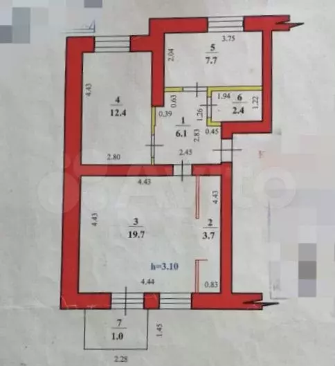 2-к. квартира, 52 м, 4/4 эт. - Фото 0