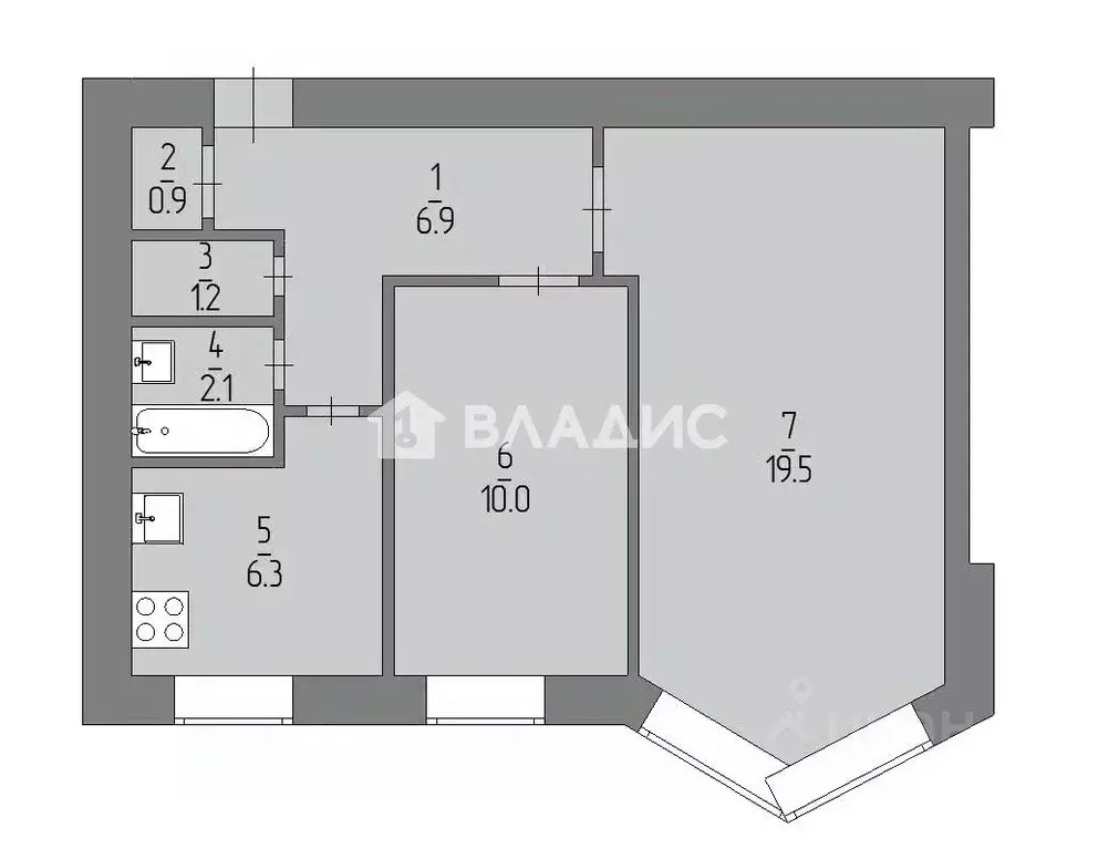 2-к кв. Башкортостан, Уфа ул. Богдана Хмельницкого, 88 (46.9 м) - Фото 2