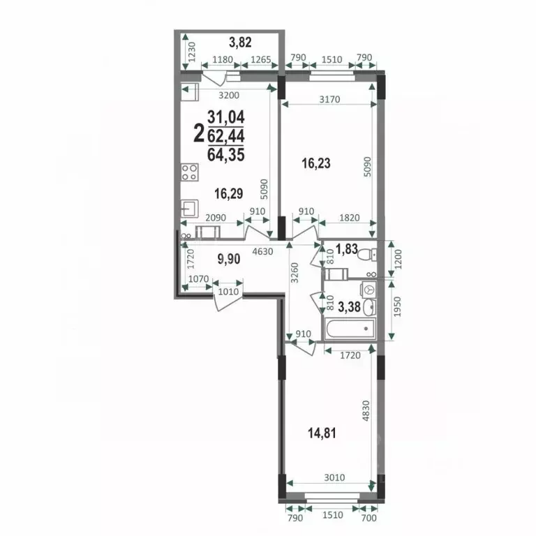 2-к кв. Владимирская область, Ковров Еловая ул., 11 (64.35 м) - Фото 0