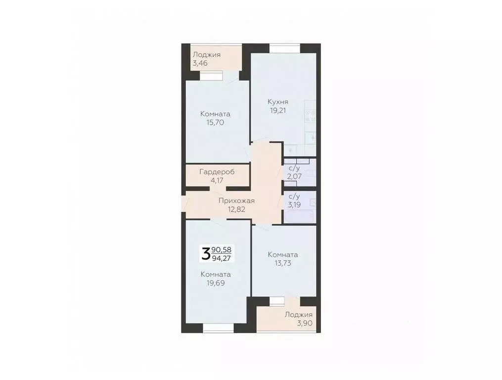 3-к кв. Орловская область, Орел ул. Панчука, 83Б (94.27 м) - Фото 0