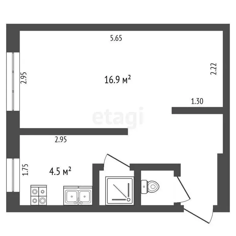 1-комнатная квартира: Челябинск, Кыштымская улица, 12Б (25.9 м) - Фото 0